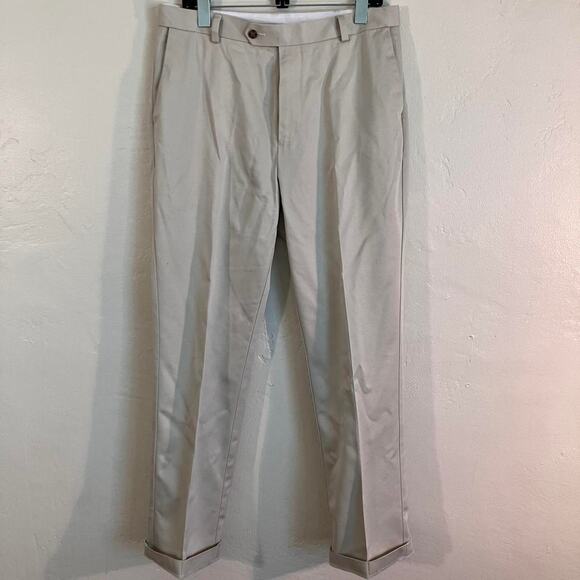 Roundtree & York Tan Cream Boxy Straight Leg Dress‎ Pants Trousers - Picture 1 of 4